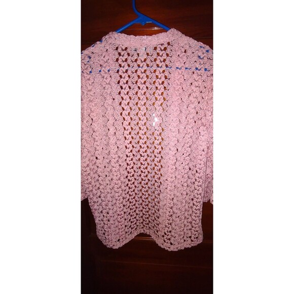 EUC Sz Medium Women’s Southern Lady Open Front Cardigan Pink Knit Lace - Picture 5 of 5